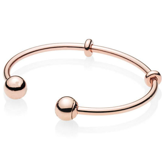 14k Rose Gold Plated 925 Sterling Silver Open Ball Bangle