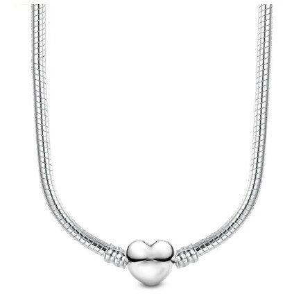925 Sterling Silver Heart Lock Charm Necklace