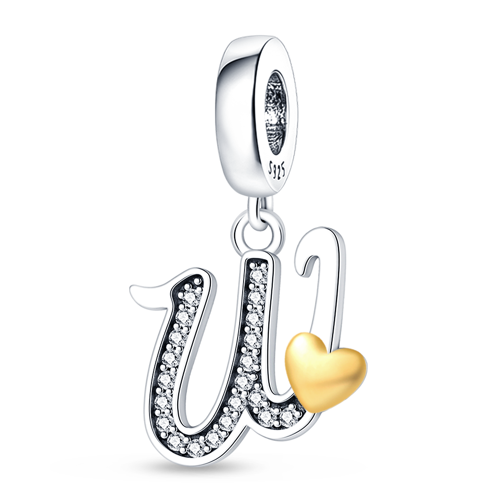 925 Sterling Dangle Alphabet Heart Charms