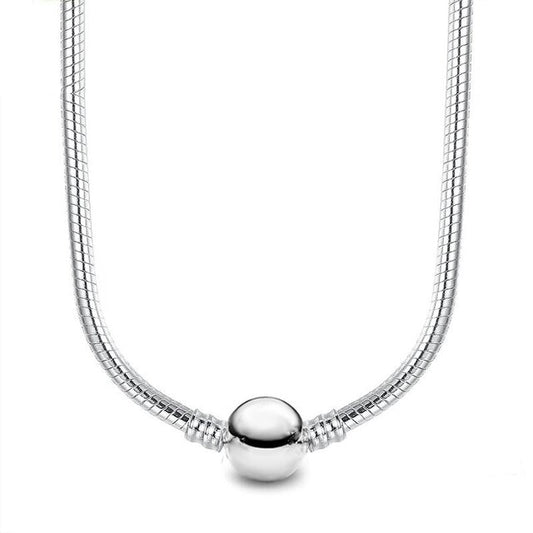 925 Sterling Silver Ball Lock Charm Necklace
