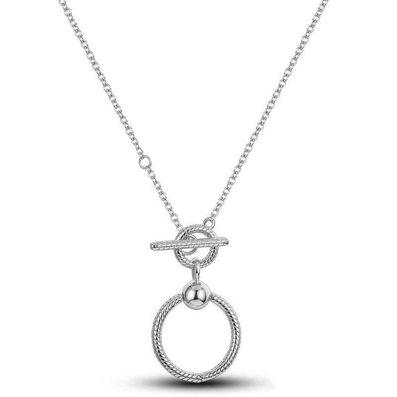 925 Sterling Silver T-bar Pendant Necklace