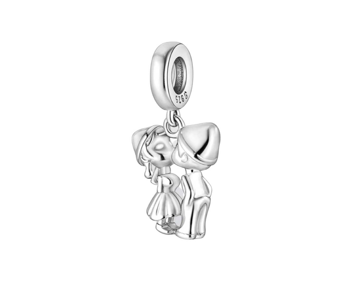 925 Sterling Silver Kissing Couple Dangle Charm