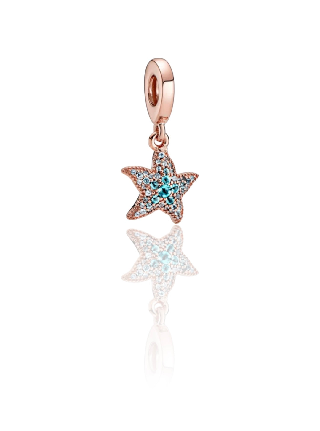 14k Rose Gold Plated 925 Sterling Silver Green Star Fish Dangle Charm
