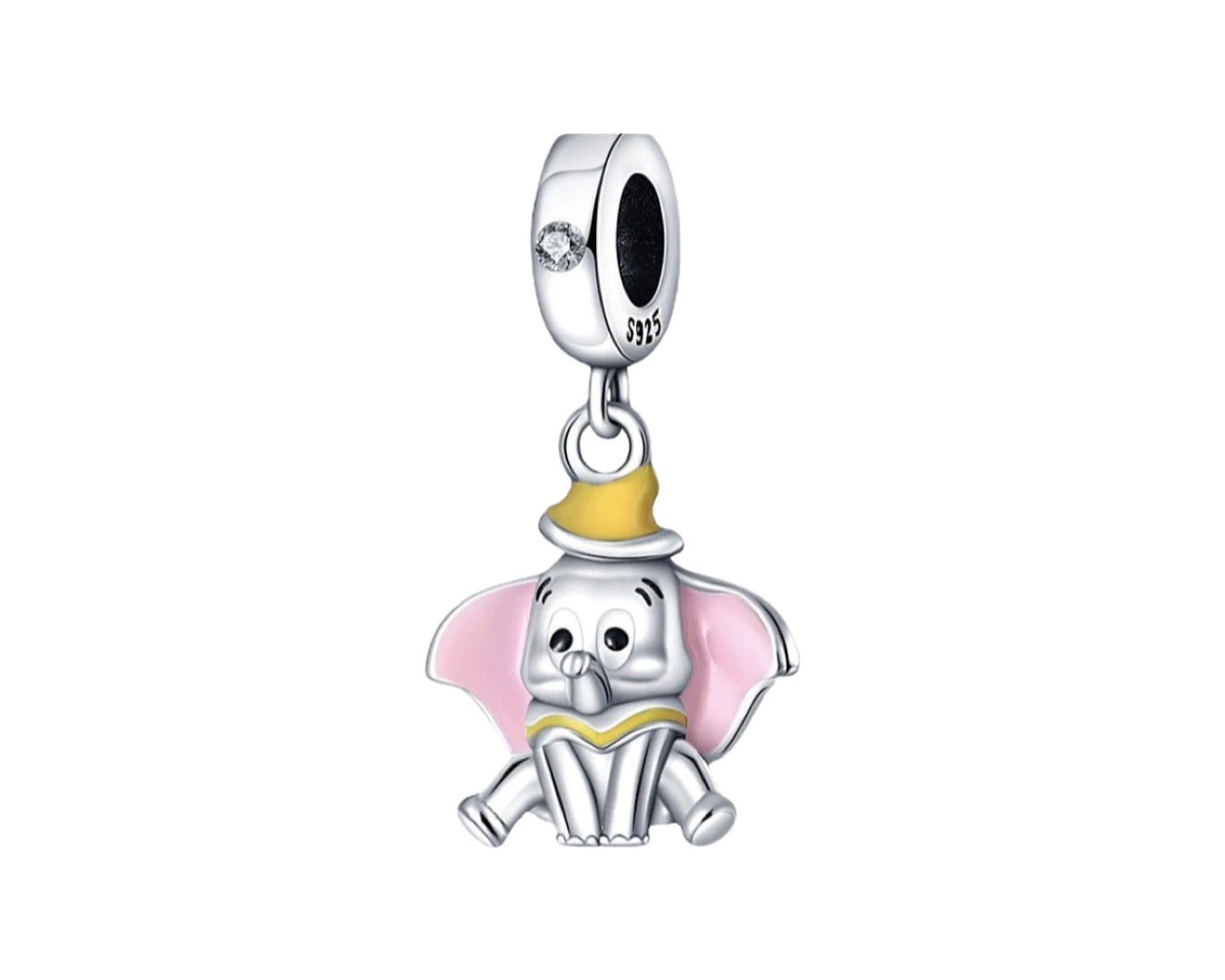 925 Sterling Silver Elephant Character Pendant charm.