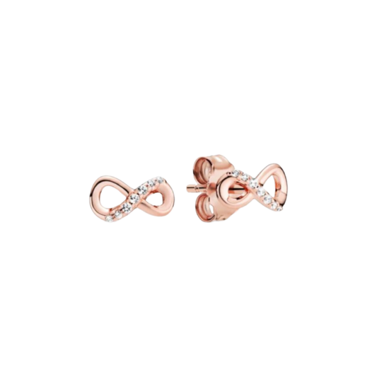 14k Rose Gold-Plated 925 Sterling Silver Infinity Stud Earrings