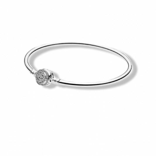 925 Sterling Silver Sparkly Lock Bangle