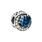 925 Sterling Silver Moon and Blue Gem Charm