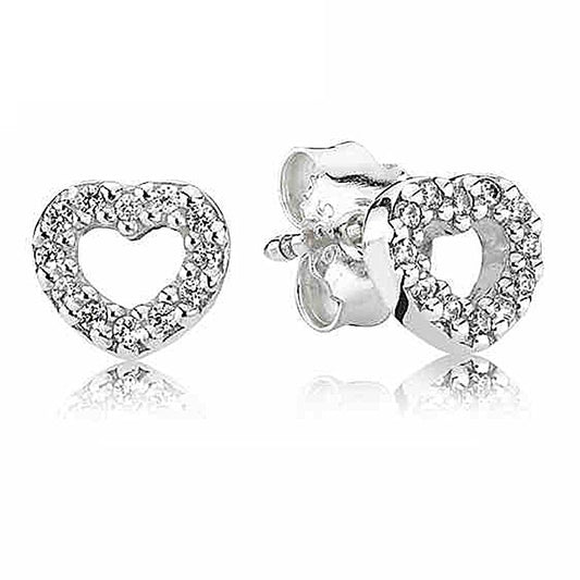 925 Sterling Silver Cubic Zirconia Heart Stud Earrings