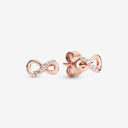 14k Rose Gold-Plated 925 Sterling Silver Infinity Stud Earrings
