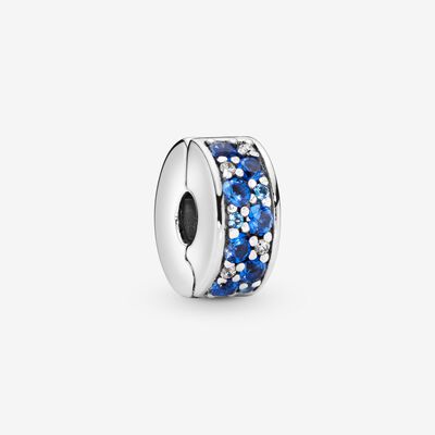 925 Sterling Silver Blue Pave Clip Charm