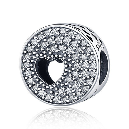 925 Sterling Silver Pave Heart Charm