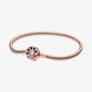 925 Sterling Silver Flower Lock Rose Gold Snake Chain Bracelet