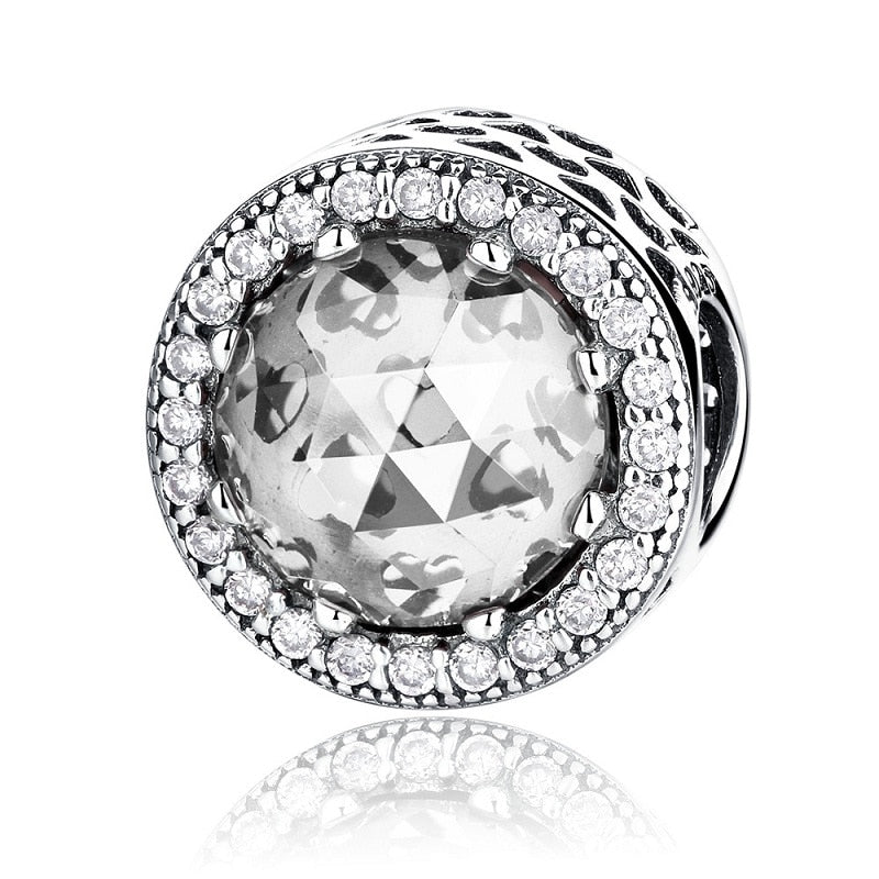 925 Sterling Silver Sparkling Clear Charm