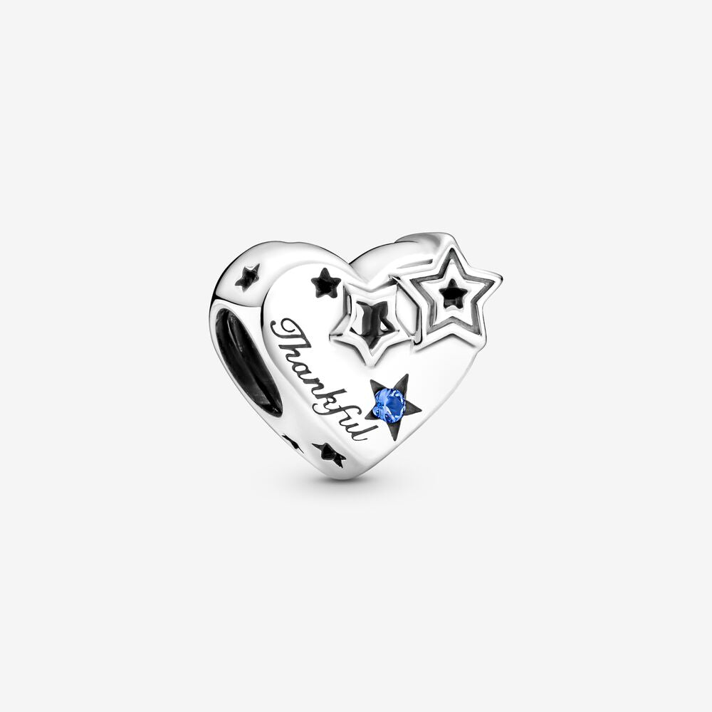 925 Sterling Silver Thankful Heart Charm