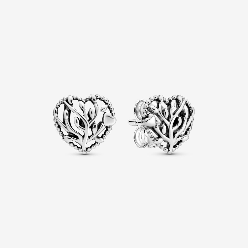 925 Sterling Silver Family Tree Stud Earrings