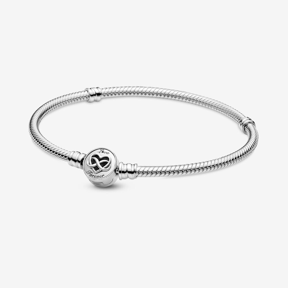 925 Sterling Silver Heart Infinity Snake Chain Bracelet