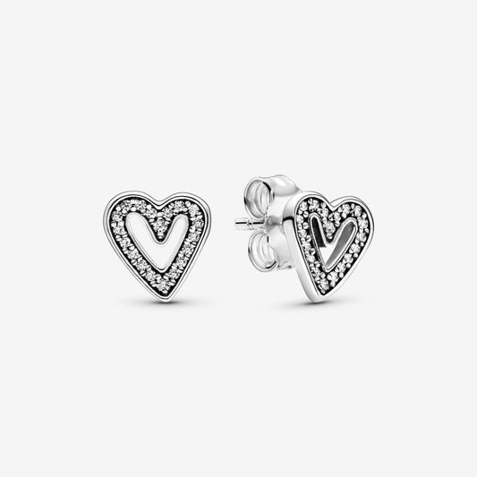 925 Sterling Silver Dazzling Heart Earrings