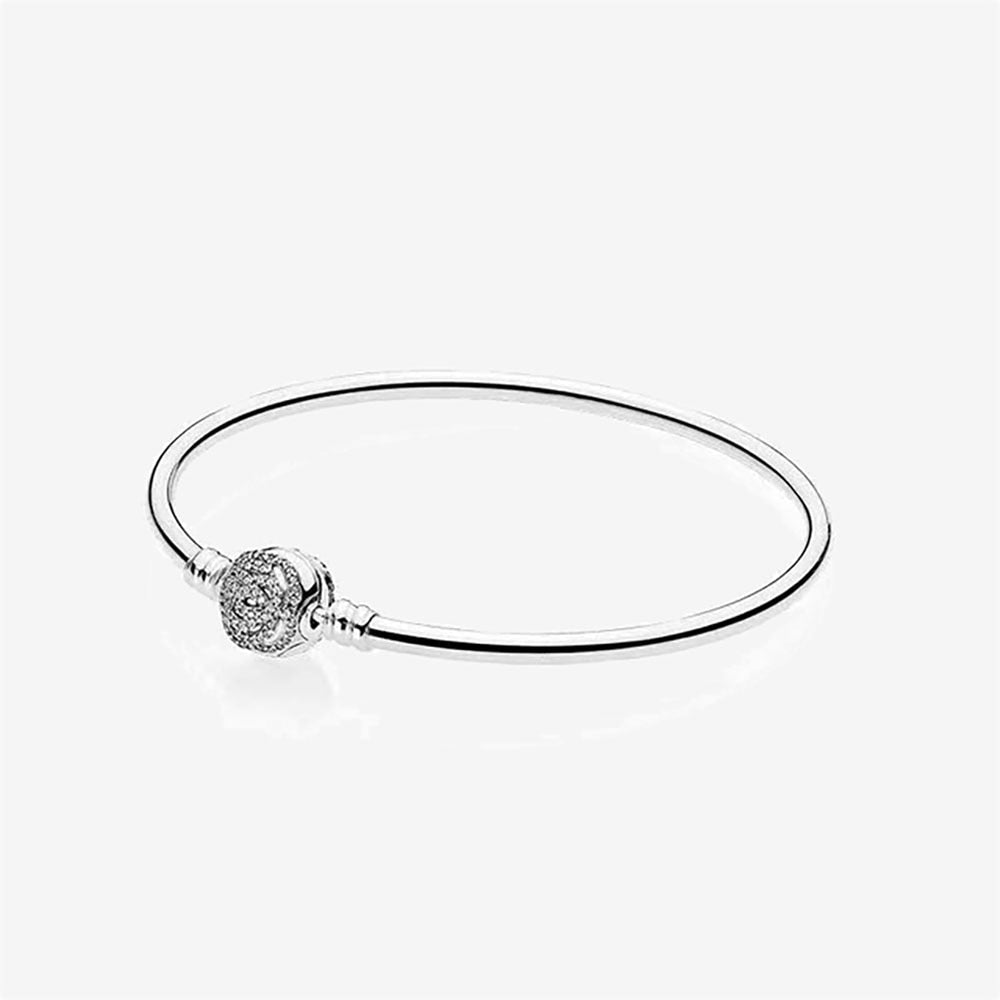 925 Sterling Silver Sparkly Lock Bangle