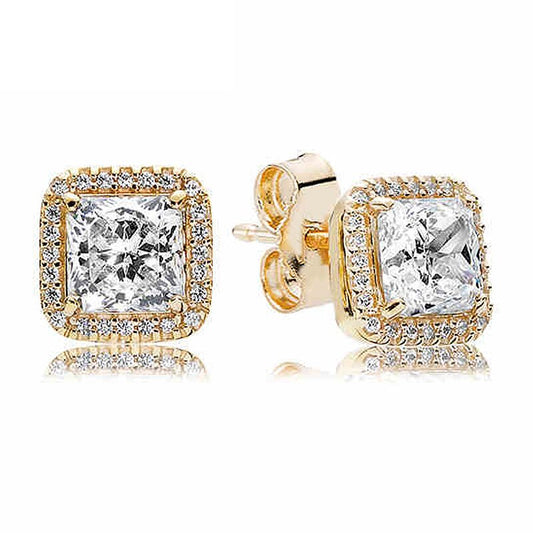 18k Gold Plated 925 Sterling Silver Square Earrings
