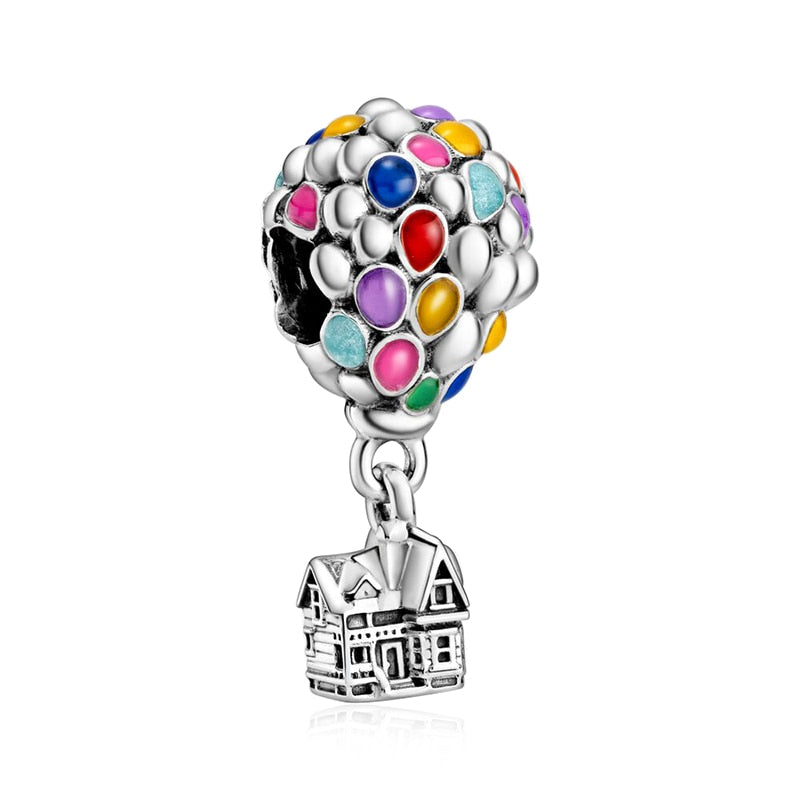 925 Sterling Silver House & Balloons Charm.