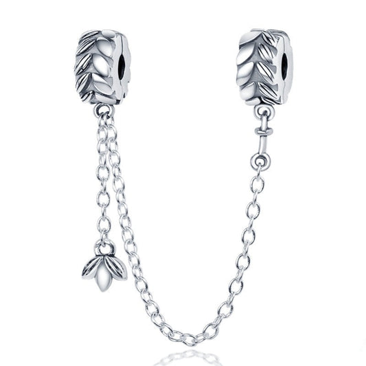 925 Sterling Silver Leaf Safety Chain
