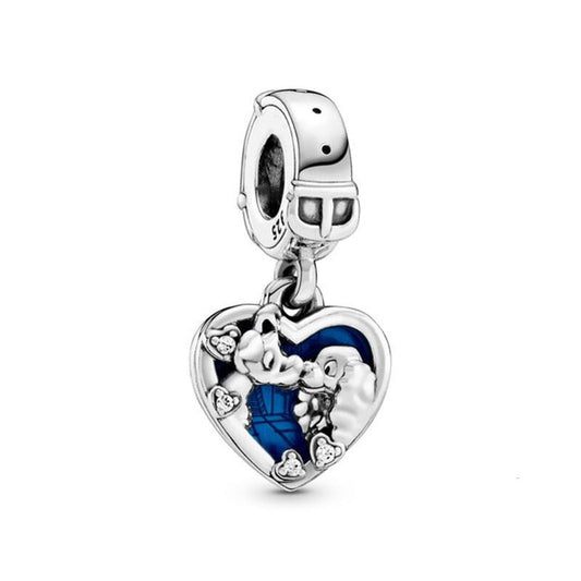 925 Sterling Silver Character Heart Dangle Charm