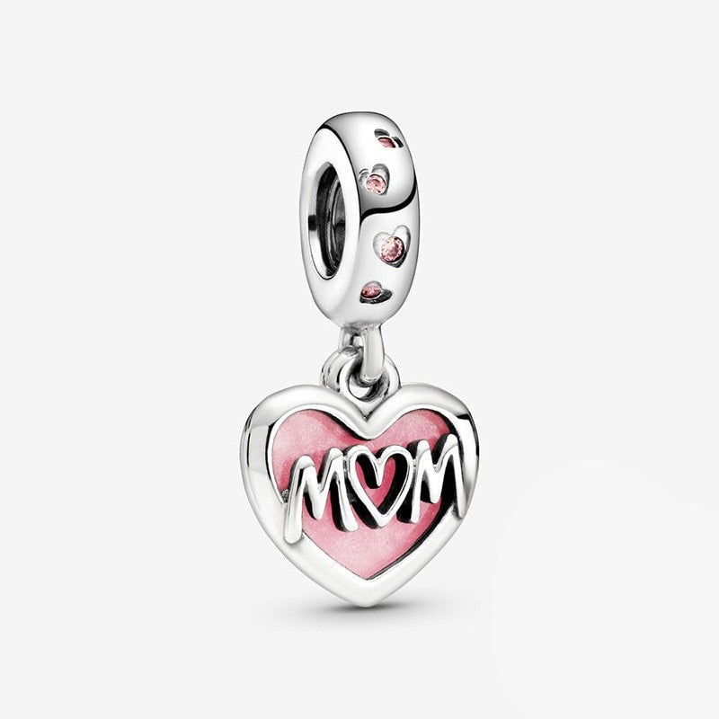 925 Sterling Silver Double Dangle Mum Charm.