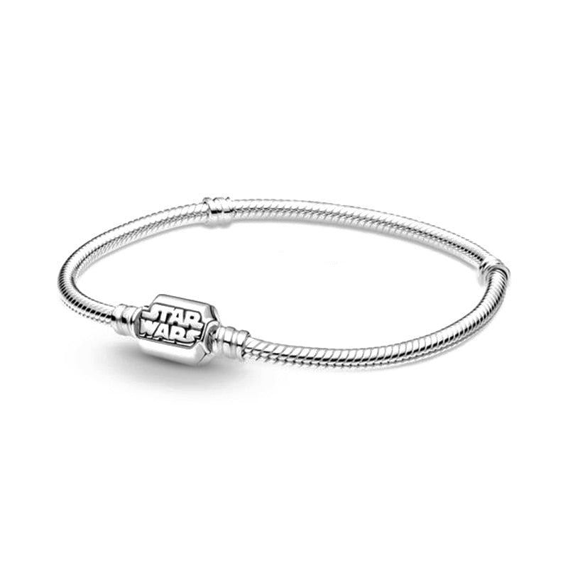 925 Sterling Silver Logo Snake Chain Clasp Bracelet