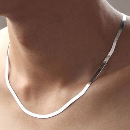 925 Sterling silver 18K Gold plated Flat chain Necklace