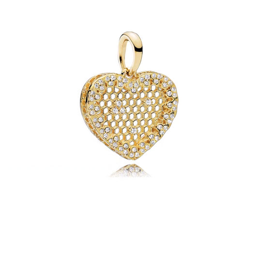 18k Gold Plated 925 Sterling Silver Heart Dangle Charm