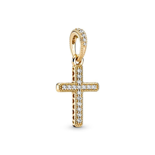 18k Gold Plated 925 Sterling Silver Cross Charm