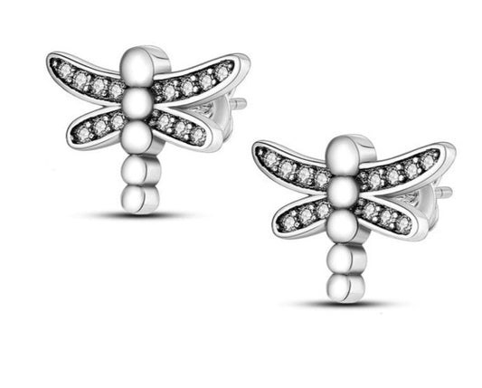 925 Sterling Silver Dragonfly Stud Earrings