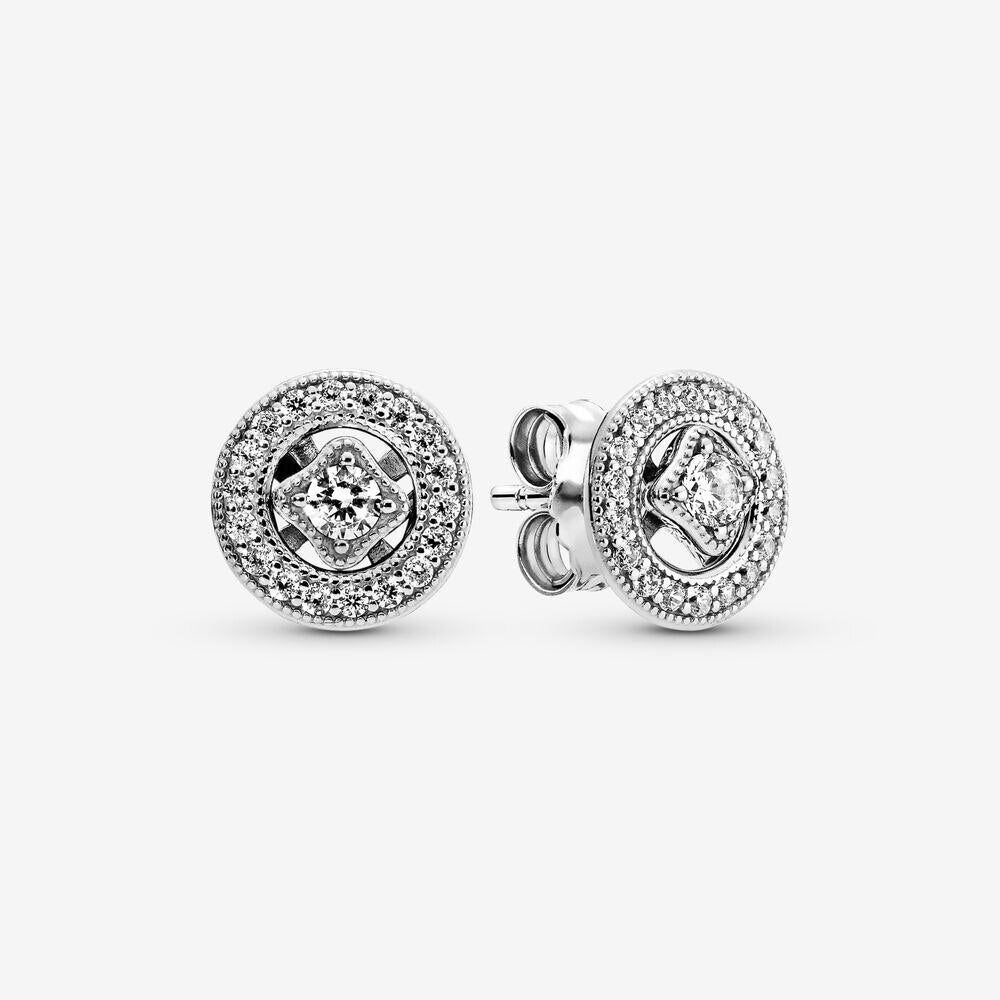925 Sterling Silver Crystal Circle Stud Earrings